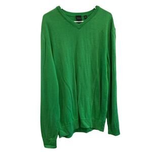 Dunning Golf Mens Merino Wool V-neck Sweater Size XL Kelly Green Preppy Classic